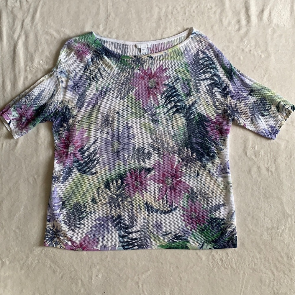 J.Jill floral linen blend woman’s knit top size S